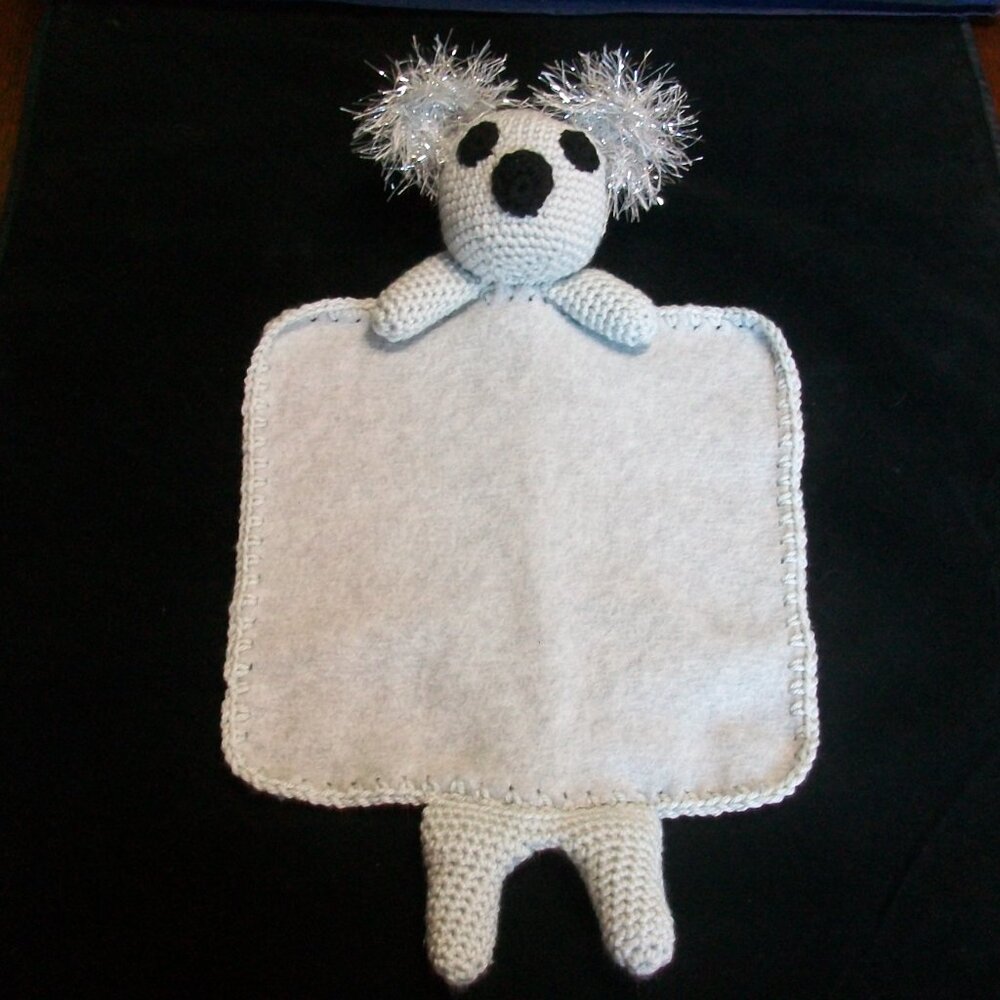 Handmade Crochet Amigurumi Koala Fleece Blanket Lovey Snuggler Stuffed Toy